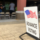 An Advanced Voting sign is seen, in Marietta, Ga. on Thursday, May 19, 2022 during Advanced Voting. The Georgia primary is Tuesday, May 24.